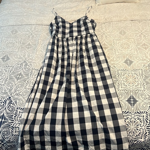 j Crew Factory navy blue and white check dress size 8 - Picture 2 of 3